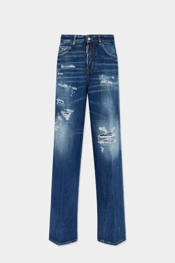 Baggy Traveller-Jeans met medium gescheurde was Baggy Traveller-Jeans met medium gescheurde was
