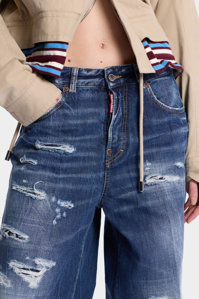 Baggy Traveller-Jeans met medium gescheurde was Baggy Traveller-Jeans met medium gescheurde was