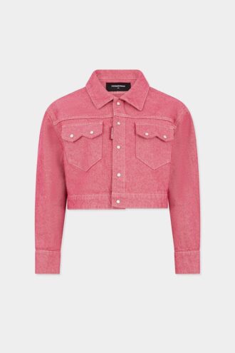 Boxy jeans-jas van Oxford-denim
