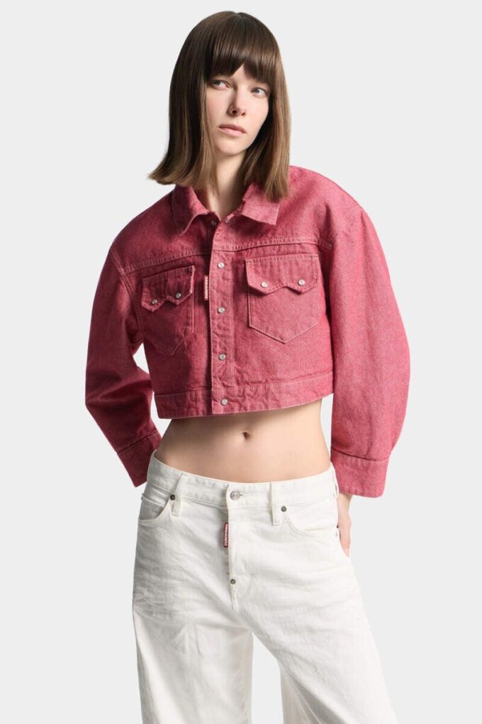 Boxy jeans-jas van Oxford-denim Boxy jeans-jas van Oxford-denim