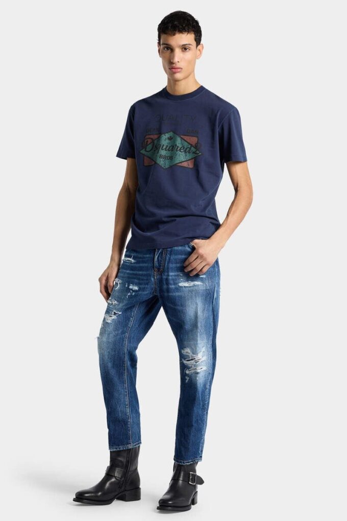 Bro-jeans met medium gescheurde wassing Bro-jeans met medium gescheurde wassing