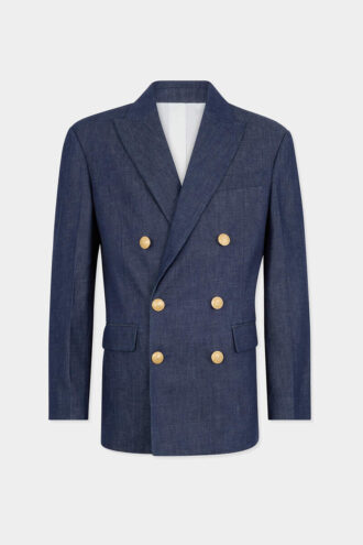 Denim blazer met dubbele rij knopen
