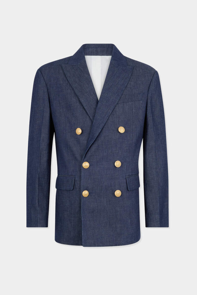 Denim blazer met dubbele rij knopen Denim blazer met dubbele rij knopen