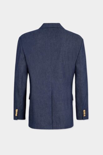Denim blazer met dubbele rij knopen