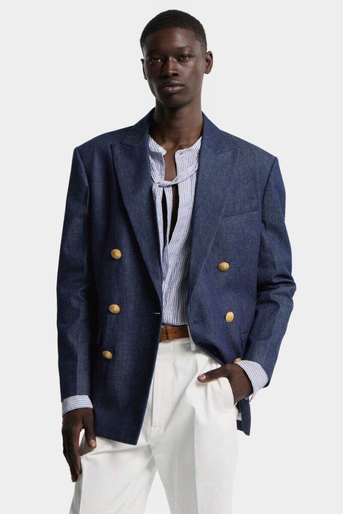 Denim blazer met dubbele rij knopen Denim blazer met dubbele rij knopen