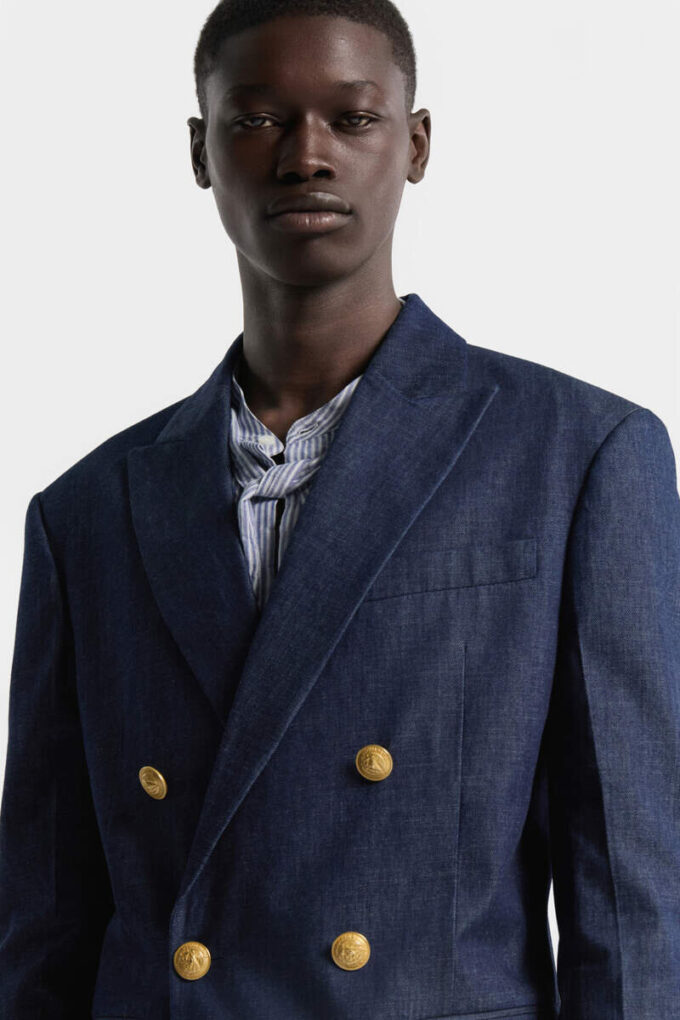 Denim blazer met dubbele rij knopen Denim blazer met dubbele rij knopen