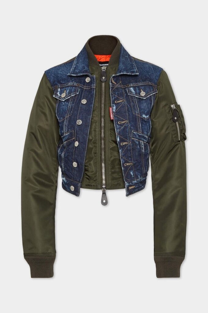 Donkerblauw hybride pilotenjeansjack Donkerblauw hybride pilotenjeansjack