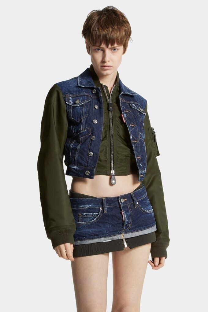 Donkerblauw hybride pilotenjeansjack Donkerblauw hybride pilotenjeansjack