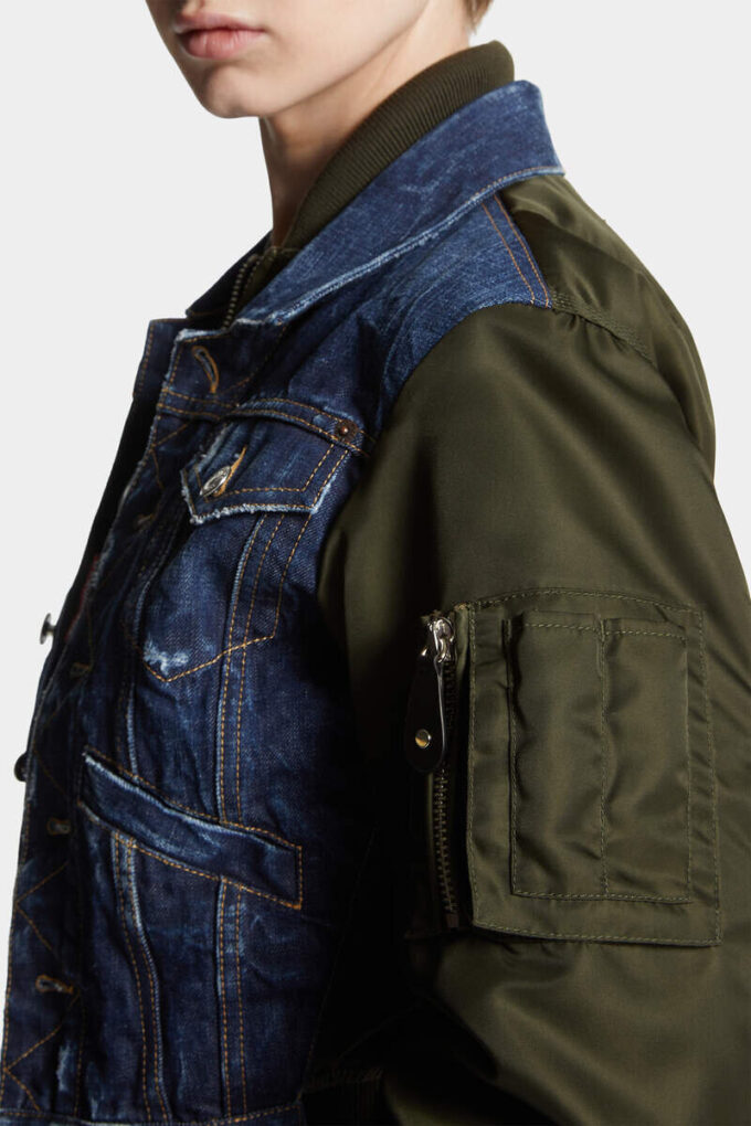 Donkerblauw hybride pilotenjeansjack Donkerblauw hybride pilotenjeansjack
