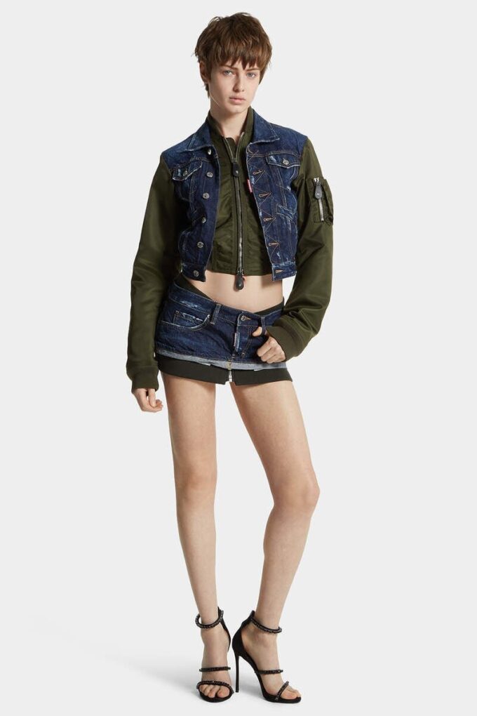 Donkerblauw hybride pilotenjeansjack Donkerblauw hybride pilotenjeansjack
