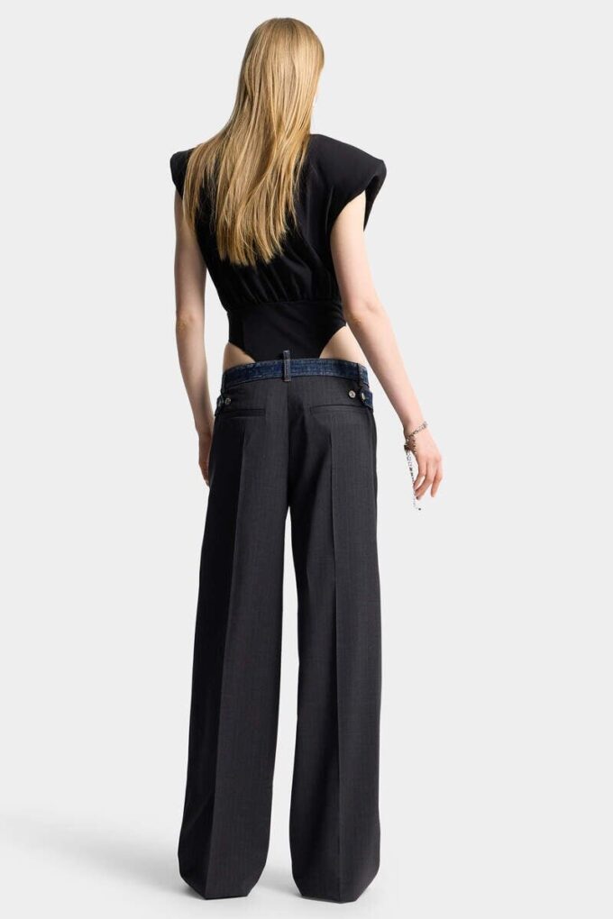 Donkere Rebel Rider Wash hybride denim loszittende broek Donkere Rebel Rider Wash hybride denim loszittende broek