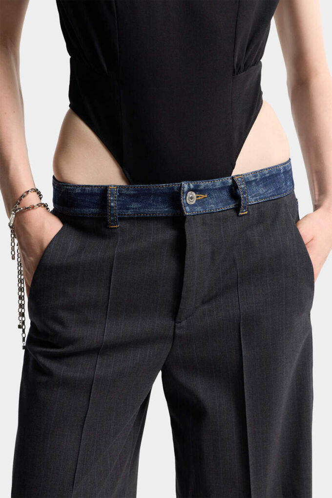 Donkere Rebel Rider Wash hybride denim loszittende broek Donkere Rebel Rider Wash hybride denim loszittende broek