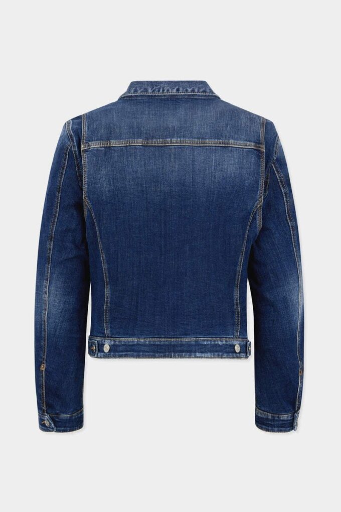 Donkere rokerjas over jeansjas Donkere rokerjas over jeansjas