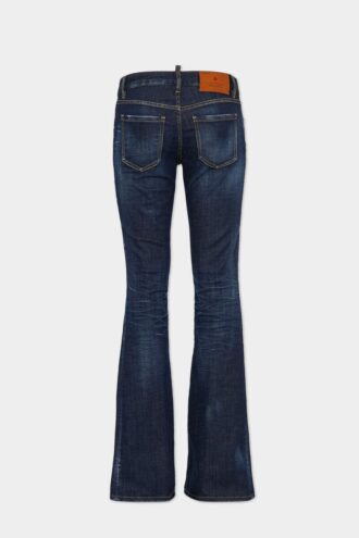 Donkere, strakke wassing, medium taille, flared Jeans