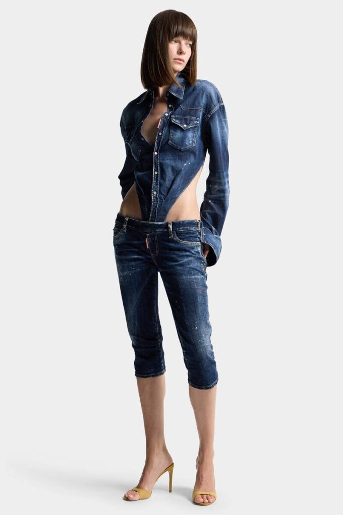 Donkere zomer Jeans zonder rits Donkere zomer Jeans zonder rits