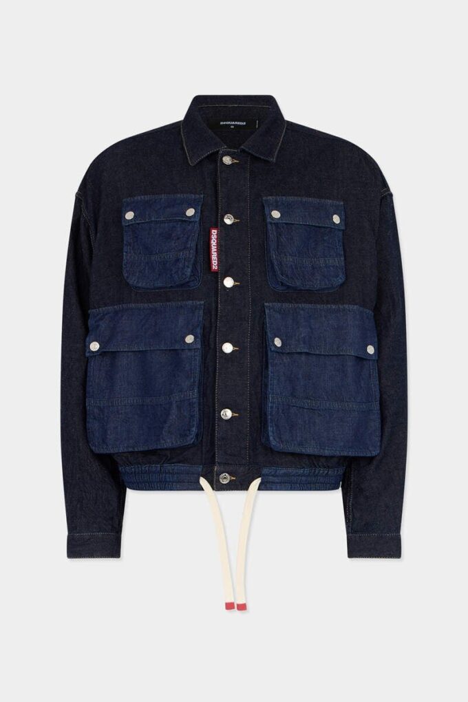 Donkergewassen cargo-Jeans-jasje Donkergewassen cargo-Jeans-jasje