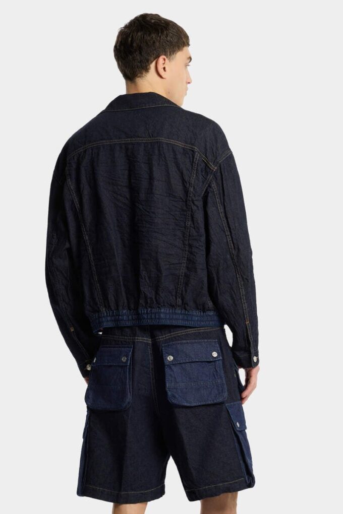 Donkergewassen cargo-Jeans-jasje Donkergewassen cargo-Jeans-jasje