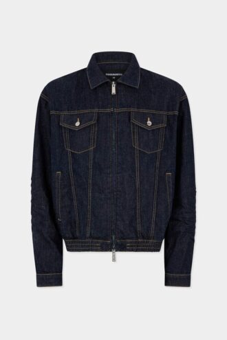 Donkergewassen Jeans-jas met trekkoord