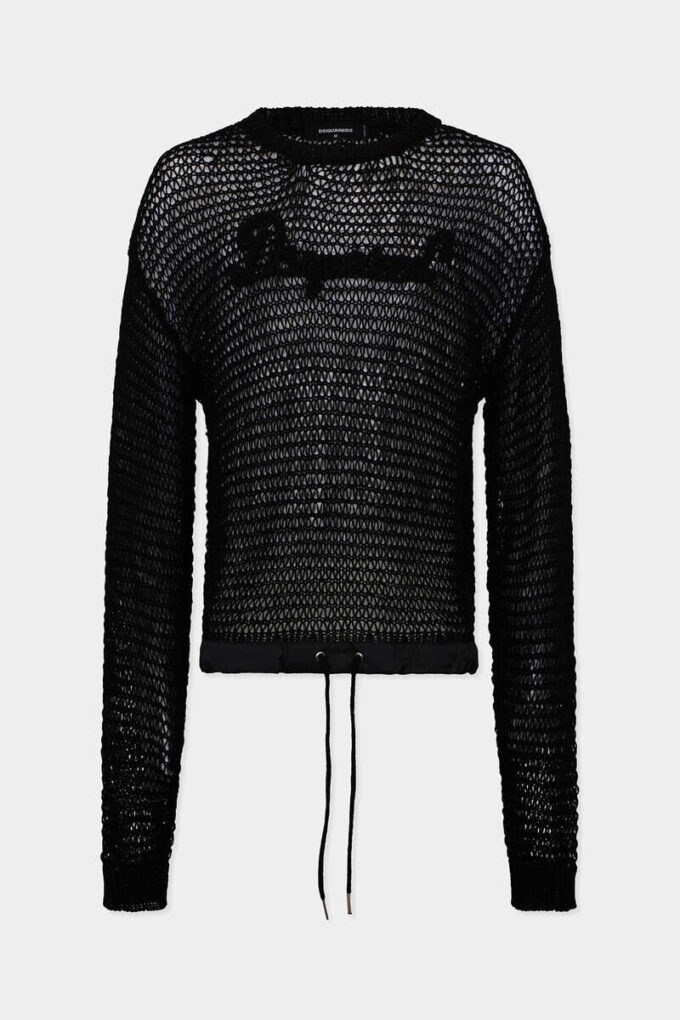 Dsquared2 kenmerkende pullover met opengewerkt patroon Dsquared2 kenmerkende pullover met opengewerkt patroon