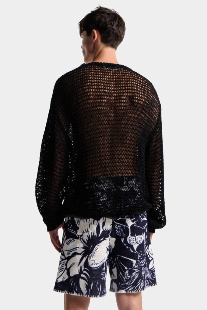 Dsquared2 kenmerkende pullover met opengewerkt patroon Dsquared2 kenmerkende pullover met opengewerkt patroon
