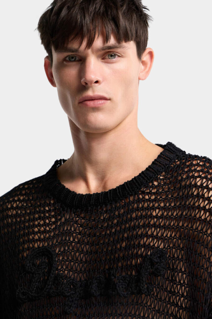Dsquared2 kenmerkende pullover met opengewerkt patroon Dsquared2 kenmerkende pullover met opengewerkt patroon