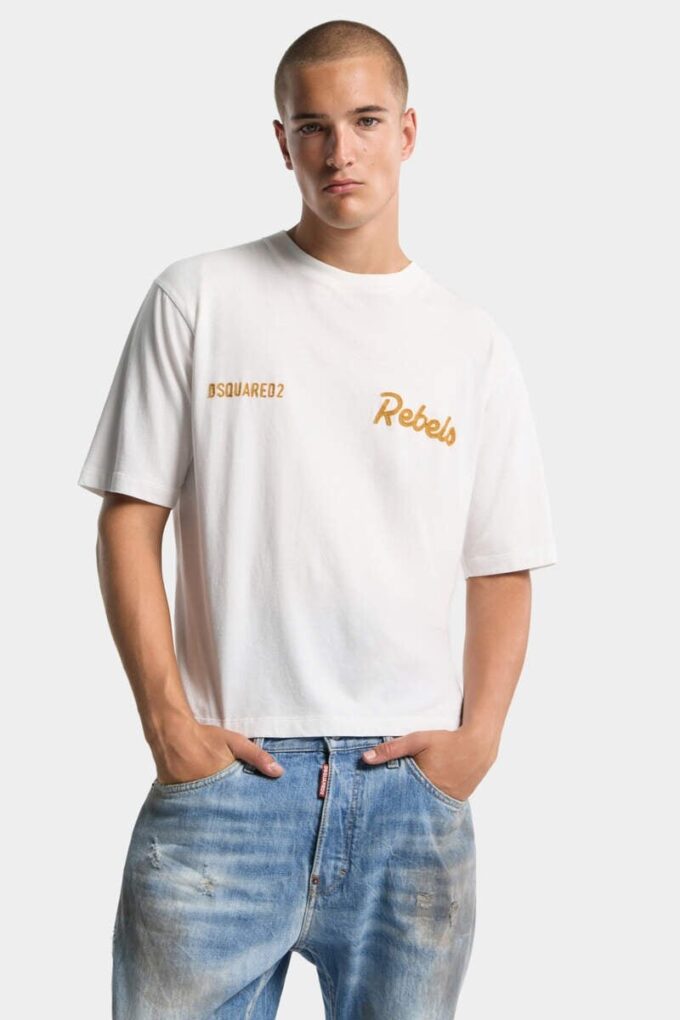 Dsquared2 Rebels T-shirt met losse pasvorm Dsquared2 Rebels T-shirt met losse pasvorm