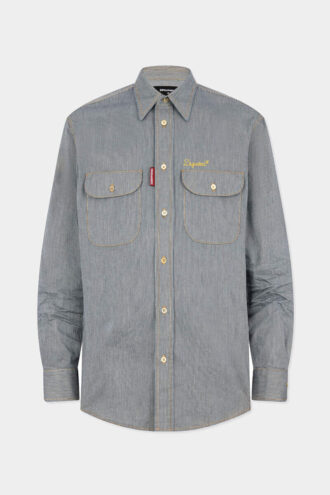 Gestreepte denim Canadees vintage overhemd Gestreepte denim Canadees vintage overhemd