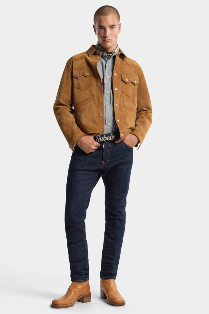 Gestreepte denim Canadees vintage overhemd Gestreepte denim Canadees vintage overhemd
