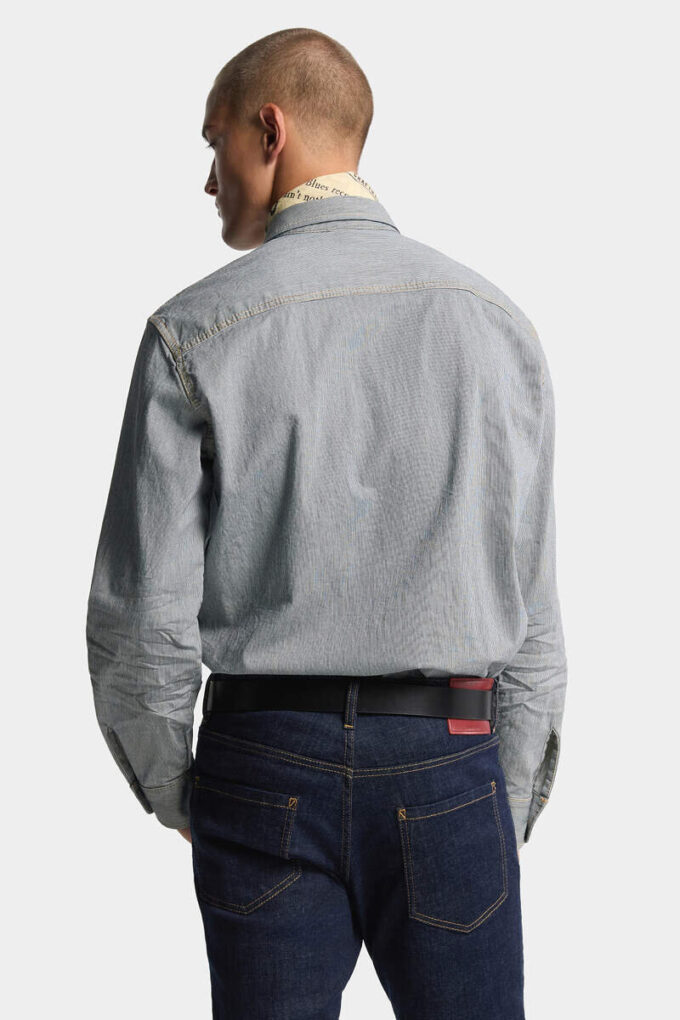 Gestreepte denim Canadees vintage overhemd Gestreepte denim Canadees vintage overhemd