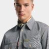 Gestreepte denim Canadees vintage overhemd Gestreepte denim Canadees vintage overhemd