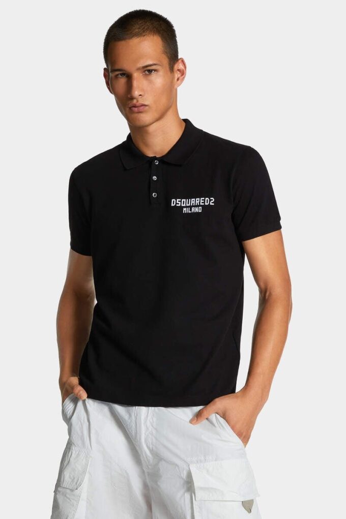 Geverfde Dsquared2 Milano-polo met tennispasvorm Geverfde Dsquared2 Milano-polo met tennispasvorm