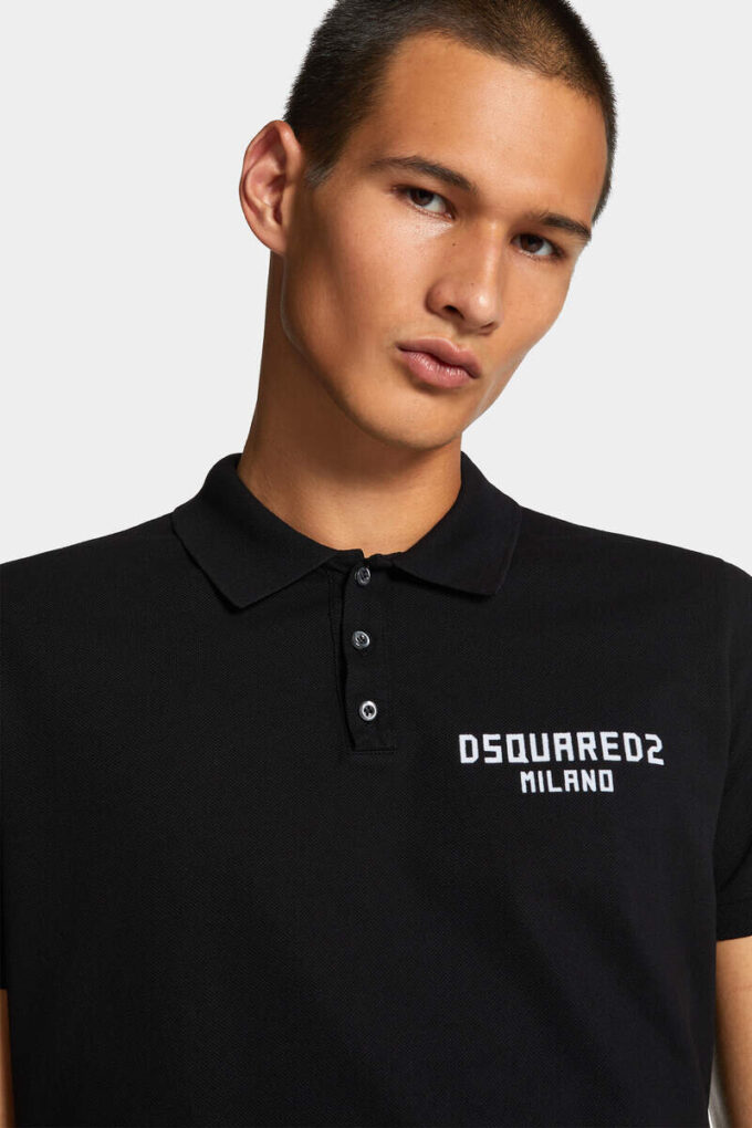 Geverfde Dsquared2 Milano-polo met tennispasvorm Geverfde Dsquared2 Milano-polo met tennispasvorm