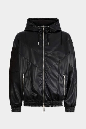 Hoodie met ritssluiting van imitatieleer Hoodie met ritssluiting van imitatieleer