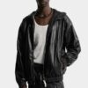 Hoodie met ritssluiting van imitatieleer Hoodie met ritssluiting van imitatieleer