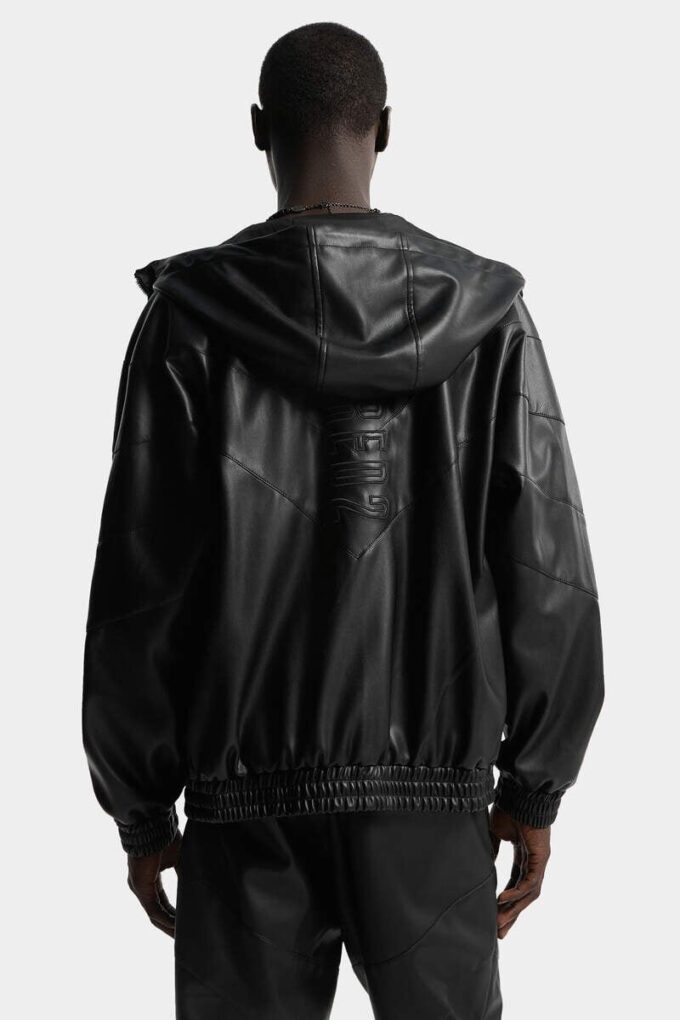 Hoodie met ritssluiting van imitatieleer