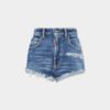 Hotpants met hoge taille en medium wassing Hotpants met hoge taille en medium wassing