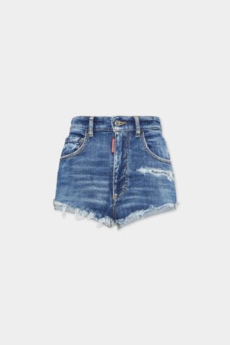 Hotpants met hoge taille en medium wassing