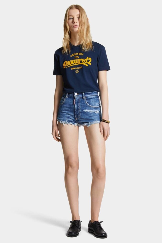 Hotpants met hoge taille en medium wassing Hotpants met hoge taille en medium wassing