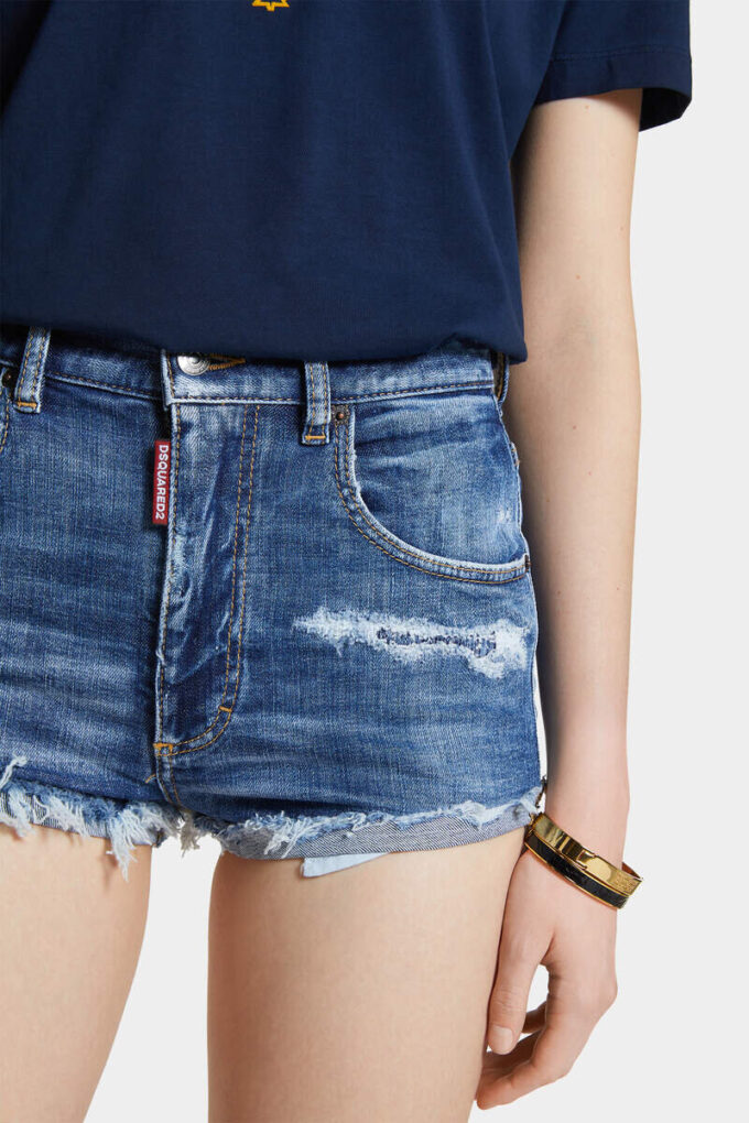 Hotpants met hoge taille en medium wassing Hotpants met hoge taille en medium wassing