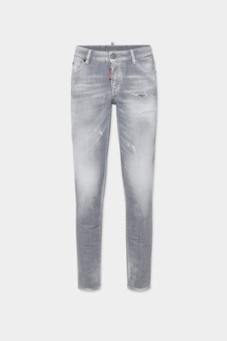 Jennifer-Jeans met geborstelde grijze wassing en middelhoge taille Jennifer-Jeans met geborstelde grijze wassing en middelhoge taille