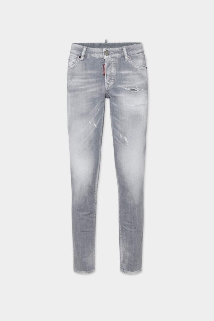 Jennifer-Jeans met geborstelde grijze wassing en middelhoge taille Jennifer-Jeans met geborstelde grijze wassing en middelhoge taille