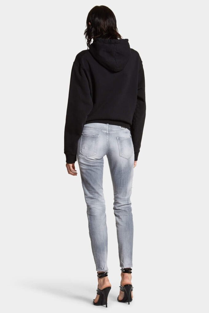 Jennifer-Jeans met geborstelde grijze wassing en middelhoge taille Jennifer-Jeans met geborstelde grijze wassing en middelhoge taille