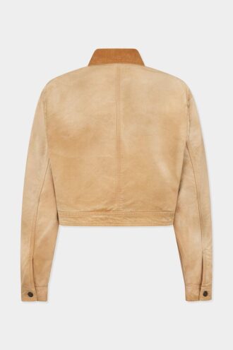 Kledingstukgeverfde utility-bomber met distressed-look