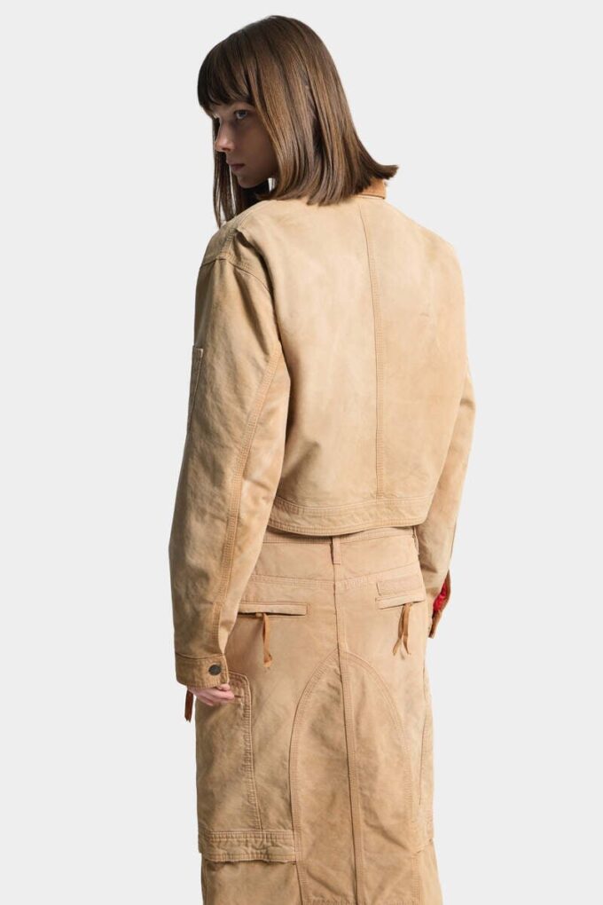 Kledingstukgeverfde utility-bomber met distressed-look Kledingstukgeverfde utility-bomber met distressed-look