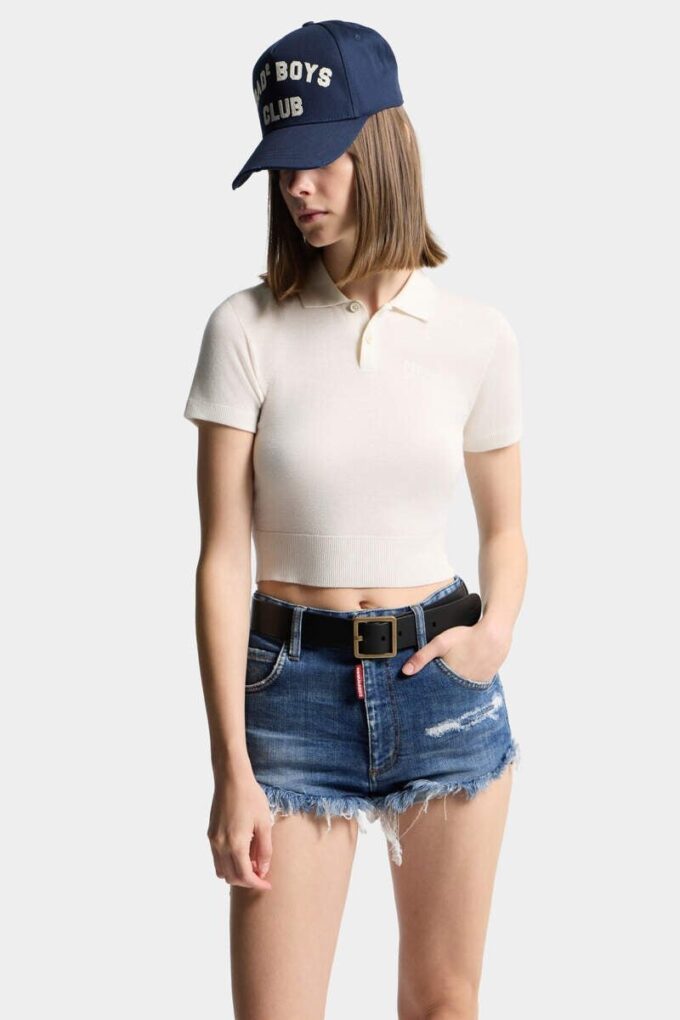 Korte gebreide polo