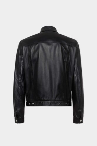 Lederen boxy Jeans-jasje