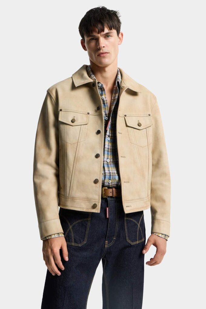 Leren Jeans-jasje Leren Jeans-jasje
