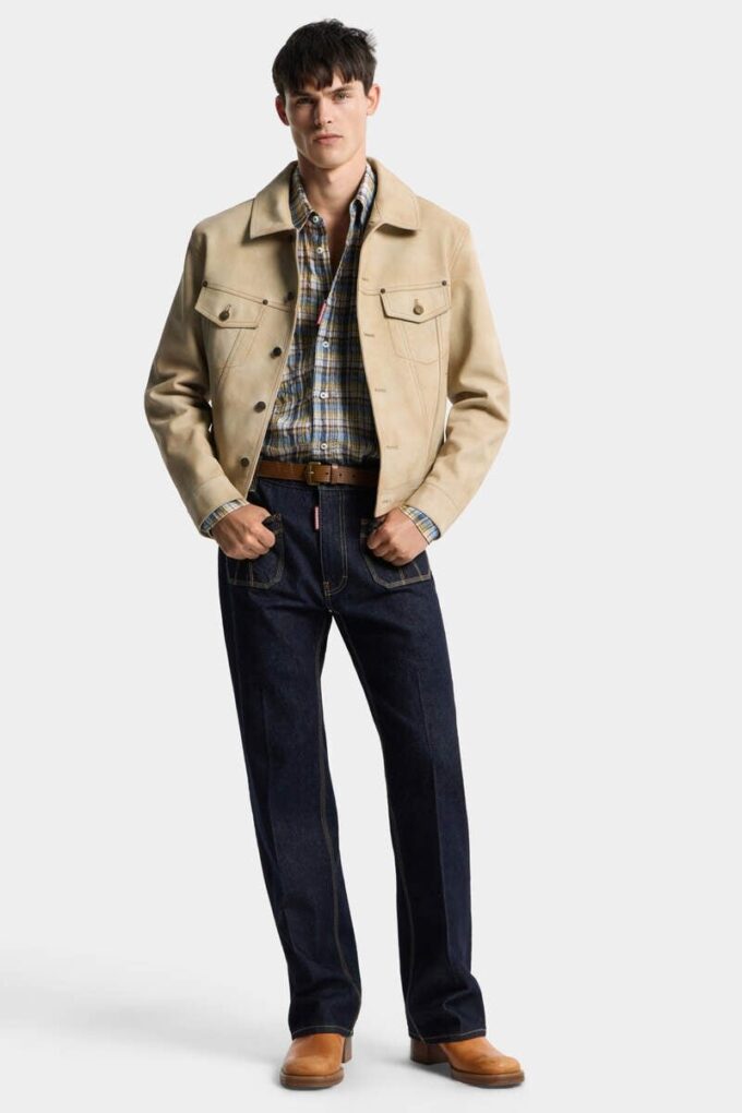 Leren Jeans-jasje Leren Jeans-jasje