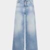 Licht diagonaal gewassen baggy Jeans Licht diagonaal gewassen baggy Jeans