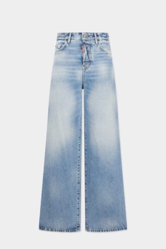 Licht diagonaal gewassen baggy Jeans